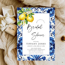 Mediterranean Blue Tiles Lemons Bridal Shower