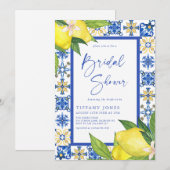 Mediterranean Blue Tiles Lemons Bridal Shower Kaart (Voorkant / Achterkant)