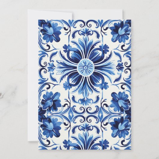 Mediterranean Blue Tiles Lemons Bridal Shower Kaart (Achterkant)