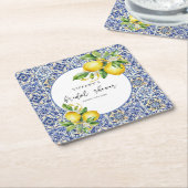 Mediterranean Blue Tiles Lemons Bridal Shower Kartonnen Onderzetters (Schuin)
