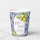 Mediterranean Blue Tiles Lemons Bridal Shower Papieren Bekers (Voorkant)