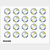 Mediterranean Blue Tiles Lemons Bridal Shower Ronde Sticker (Vel)