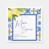 Mediterranean Blue Tiles Lemons Bridal Shower Servet (Voorkant)