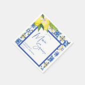 Mediterranean Blue Tiles Lemons Bridal Shower Servet (Hoek)
