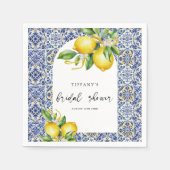 Mediterranean Blue Tiles Lemons Bridal Shower Servet (Voorkant)