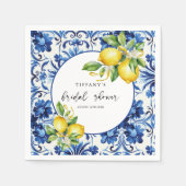 Mediterranean Blue Tiles Lemons Bridal Shower Servet (Voorkant)