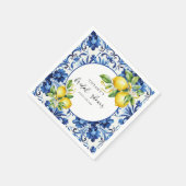 Mediterranean Blue Tiles Lemons Bridal Shower Servet (Hoek)