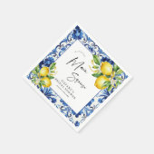 Mediterranean Blue Tiles Lemons Bridal Shower Servet (Hoek)