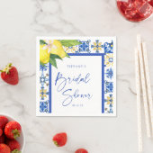 Mediterranean Blue Tiles Lemons Bridal Shower Servet (Insitu)