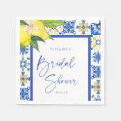 Mediterranean Blue Tiles Lemons Bridal Shower Servet (Voorkant)