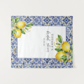 Mediterranean Blue Tiles Lemons Bridal Shower Wandkleed (Voorkant (horizontaal))