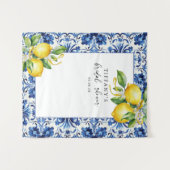 Mediterranean Blue Tiles Lemons Bridal Shower Wandkleed (Voorkant (horizontaal))