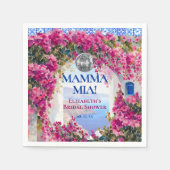 Mediterranean Blue Tiles Pink Flowers Disco Ball Servet (Voorkant)