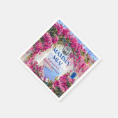 Mediterranean Blue Tiles Pink Flowers Disco Ball Servet (Hoek)