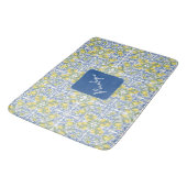 Mediterranean Blue & Yellow Lemon Tile Pattern Badmat (Gekanteld)