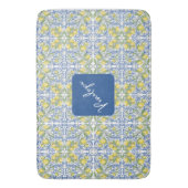 Mediterranean Blue & Yellow Lemon Tile Pattern Badmat (Voorkant Verticaal)
