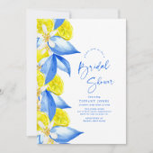Mediterranean Blue Yellow Lemons Bridal Shower Kaart (Voorkant)