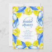 Mediterranean Blue Yellow Lemons Bridal Shower Kaart (Voorkant)
