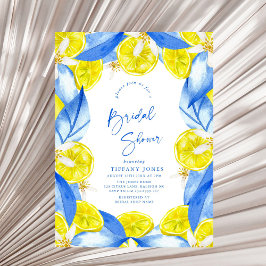 Mediterranean Blue Yellow Lemons Bridal Shower Kaart