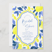 Mediterranean Blue Yellow Lemons Vrijgezellenfeest Kaart (Voorkant)