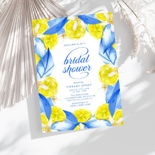 Mediterranean Blue Yellow Lemons Vrijgezellenfeest Kaart