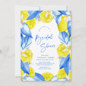 Mediterranean Blue Yellow Lemons Vrijgezellenfeest Kaart (Voorkant)