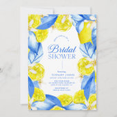 Mediterranean Blue Yellow Lemons Vrijgezellenfeest Kaart (Voorkant)