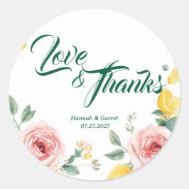 Mediterranean Blush Roos & Citroen Trouw Ronde Sticker