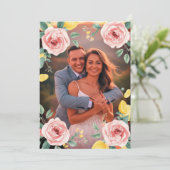 Mediterranean Blush Roos & Citroen trouwfeest Kaart (Staand voorkant)