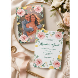 Mediterranean Blush Roos & Citroen trouwfeest Kaart