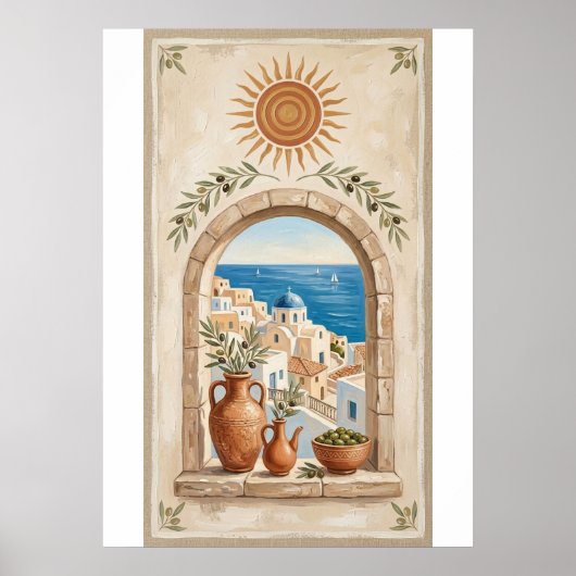 Mediterranean Boho Sun & Sea Poster (Voorkant)