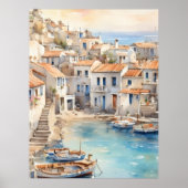 Mediterranean boho watercolor village  poster (Voorkant)