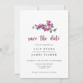 Mediterranean Bougainvillea Burgundy Save the Date Kaart (Voorkant)