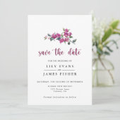 Mediterranean Bougainvillea Burgundy Save the Date Kaart (Staand voorkant)