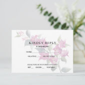 Mediterranean Bougainvillea Pink RSVP Response Kaart (Staand voorkant)