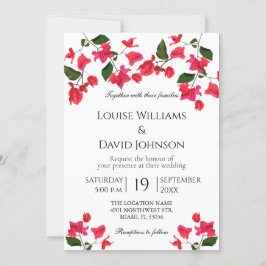 Mediterranean Bougainvillea Wedding Invitation Kaart