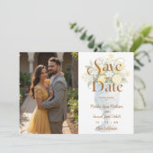 Mediterranean Chic Floral Classic Chalice Lemons Save The Date (Staand voorkant)