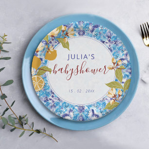 Mediterranean Citroen Amalfi Kust Baby Shower Papieren Bordje