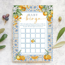 Mediterranean Citrus Baby Shower | Baby Bingo Game Advieskaart