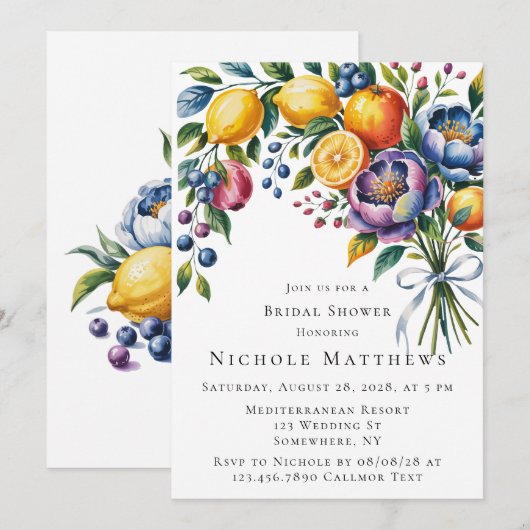 Mediterranean Citrus Bouquet Vrijgezellenfeest Kaart (Voorkant / Achterkant)