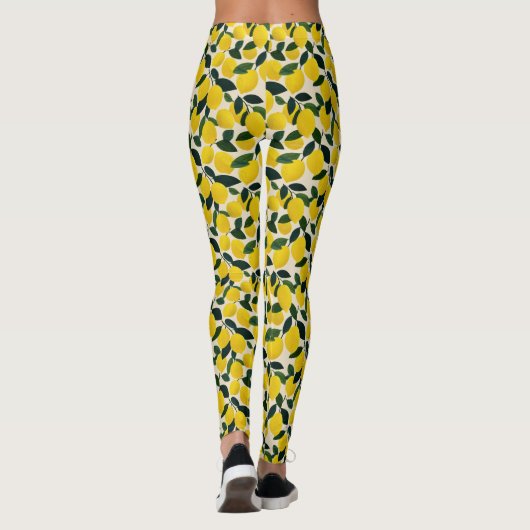 Mediterranean Citrus Fruit Lemons Pattern Summer  Leggings (Achterkant)