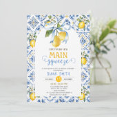 Mediterranean Citrus Main Squeeze Bruiloftsfeest I Kaart (Staand voorkant)