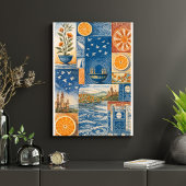 Mediterranean Citrus & Ocean Collage Art Print