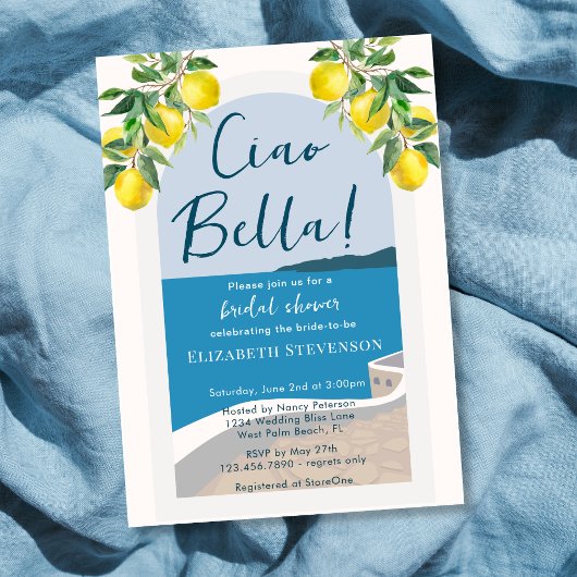Mediterranean Coast Ciao Bella Bruidsfeest Kaart