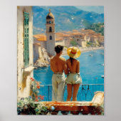 Mediterranean Coast Couple Vintage Poster (Voorkant)