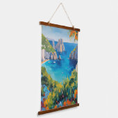 Mediterranean Coast Seascape Italy Floral Art Hangend Wandkleed (Gebogen)