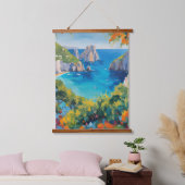 Mediterranean Coast Seascape Italy Floral Art Hangend Wandkleed (Slaapkamer)