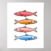 Mediterranean Coastal Sardine Illustration Art Poster (Voorkant)