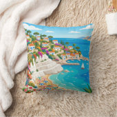 Mediterranean Coastal Village Beach Throw Pillow Kussen (Deken)