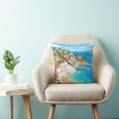 Mediterranean Coastal Village Beach Throw Pillow Kussen (Stoel)